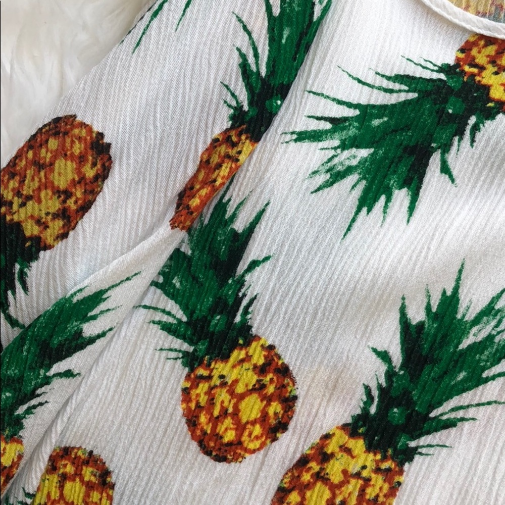 Blue Rain • Flowy Textured Pineapple Crop Trapeze Tank Top - Picture 8 of 8